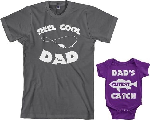 Threadrock Reel & Cutest Catch Infant Bodysuit & Men's T-Shirt Matching Set in Saudi Arabia