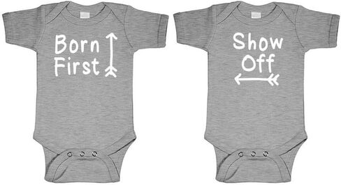 Born First - Show Off! - Twins Siblings - Two Infant Bodysuit Combo in Saudi Arabia