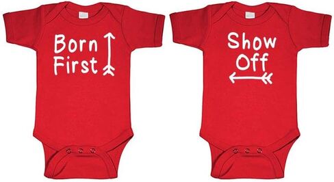 Born First - Show Off! - Twins Siblings - Two Infant Bodysuit Combo in Saudi Arabia