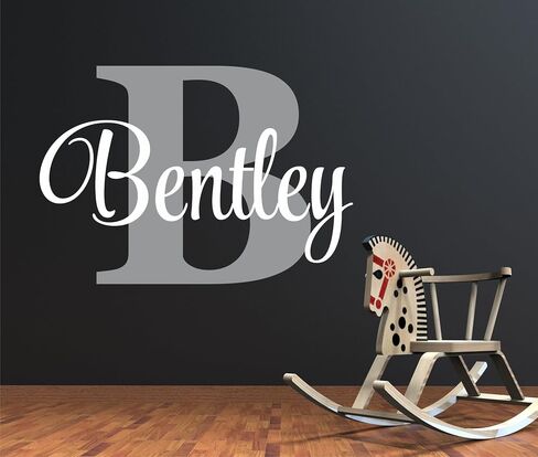 Decor Designs Decals Boys Adorable Custom Name, Personalized Vinyl Wall Art Decal Sticker, Babies Nursery and Childrens Bedroom Decor (Multiple Size Choices) (Name with Initial) in Saudi Arabia