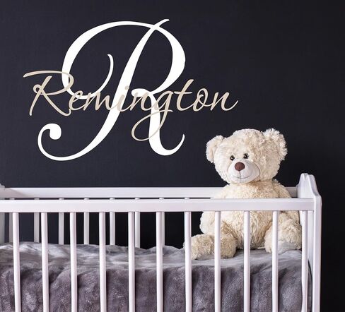 Decor Designs Decals Boys Adorable Custom Name, Personalized Vinyl Wall Art Decal Sticker, Babies Nursery and Childrens Bedroom Decor (Multiple Size Choices) (Name with Initial) in Saudi Arabia