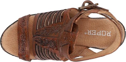 ROPER Womens Mika Iii Embossed Cut Out Block Casual Sandals Casual High Heel 3" & Up - Brown in Saudi Arabia