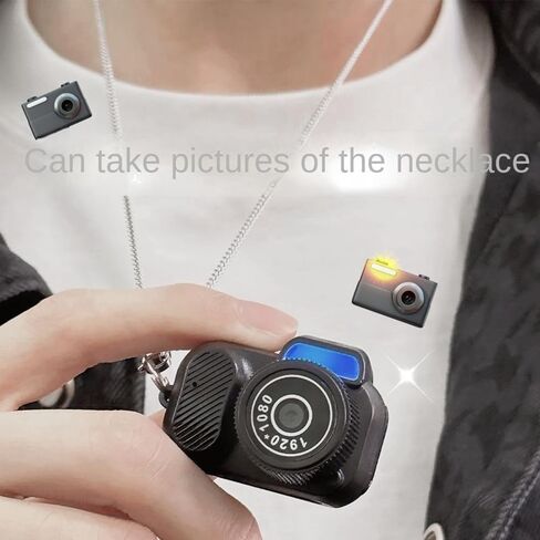 Retro Keychain Mini Digital Camera Tiny Micro Vintage Miniature مع SD Card Worlds أصغر سلسلة مفاتيح DV Snap Camera 1080p (Y3000 Camera-32G (إرسال قلادة)) in Kuwait