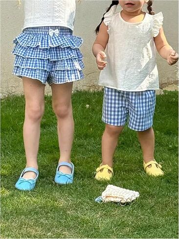 Verdusa Toddler Girl's Cute Gingham Y2K Plaid Ruffle Shorts Summer Tiered Layered Shorts in Saudi Arabia
