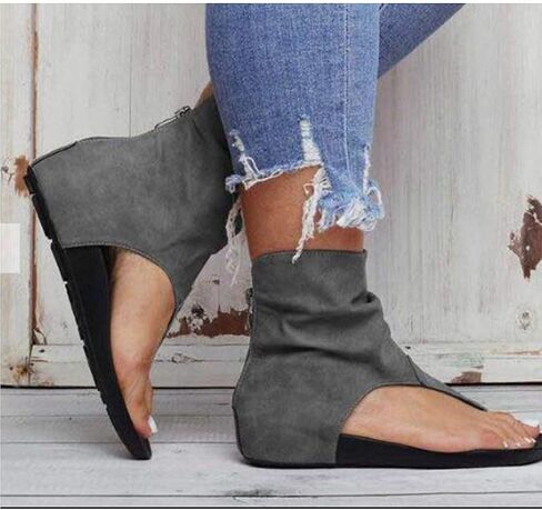 Flip Flop Sandals Women's Summer Flat Heel Round Toe Back Zipper Sandals Posh Gladiator Sandals Flip Flop Shoes Black 42 (Black 38 M EU) in Saudi Arabia