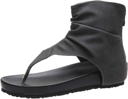 Flip Flop Sandals Women's Summer Flat Heel Round Toe Back Zipper Sandals Posh Gladiator Sandals Flip Flop Shoes Black 42 (Black 38 M EU) in Saudi Arabia