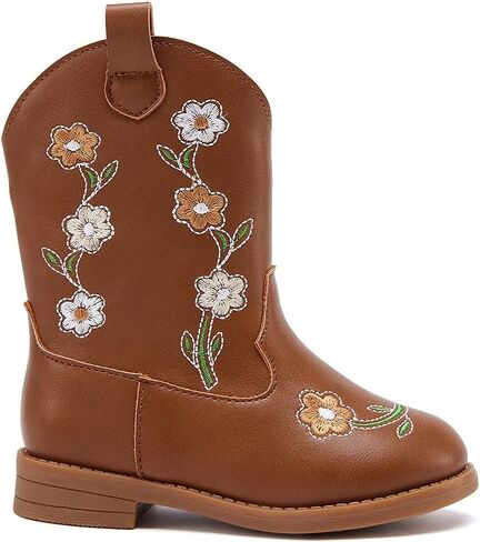 BMCiTYBM Toddler Girls Cowgirl Boots Little Kids Mid Calf Western Flower Cowboy Pointed Toe Riding Shoes All Season in Saudi Arabia