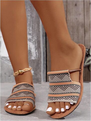 Gorglitter Women's Boho Beach Sandals Dress Frats Open Open Toe Flip Flops Slides Shoes in Kuwait