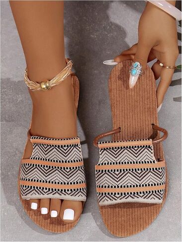 Gorglitter Women's Boho Beach Sandals Dress Frats Open Open Toe Flip Flops Slides Shoes in Kuwait