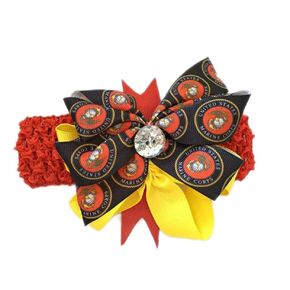Marine Corps Baby Girl Boutique Bow Crocheted Headband
