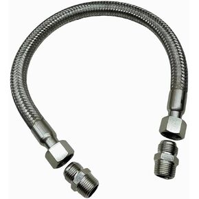 Industrial-Grade Stainless Steel 1" Compressor Jumper Hose, 1" NPT Male x 20"Length,750°F，450 PSI,Both Sides Fittings Rotate Freely