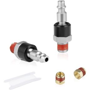 Air Hose Fittings, 2 Pieces 1/4 Inch NPT Industrial Swivel Air Plug, 360° Swivel Male Pre-Coated Air Hose Fittings, Air Compressor Accesorice