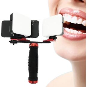 Dental Photographic Equipment Kit, Adjustable Brightness Oral Cell Phone Camera Fill Light with Bluetooth Handles for Dentist Clinics Nail Tattoo Insect Jewelry Macro Photography