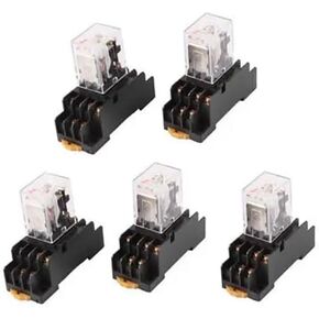 AC 380V Coil Red Indicator Light 3PDT 11 Pins Power Relay 5 Pcs + Socket Base