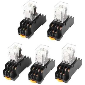 DC 12V لفائف المؤشر الأخضر مصباح 3PDT 11 دبابيس ترحيل الطاقة 5 PCS + قاعدة المقبس