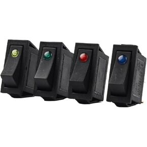 5PCS 3Pin 2 Position Rocker Switch LED Light Button Power Switch 6A/20A 250V/125V for Car Truck Marine Boat Car Accessories(3 pin Green)