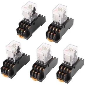 AC 24V Coil 4PDT 14 Pin Red LED Purpose Power Relay 5 Pcs w Socket