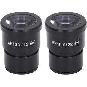 KP WF10X 2Pcs 10X 22mm Aluminum Alloy Microscope Eyepiece High Eye Point Wide Field of View Microscope Eyepiece Mounting Port 30mm
