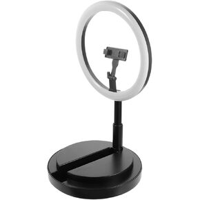 1pc Retractable Led Fill Lamp Lighting Modes Foldable Live Supplementary Light for Cell Phones and Video Conferencing Rods Height Portable Round Design Black