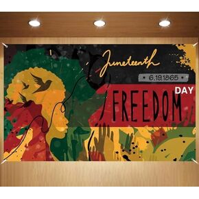Juneteenth Photo Backdrop Happy Juneteenth Banner Pan African American 19th June 1865 Decorations and Supplies for Home (43 X 71 Inch)