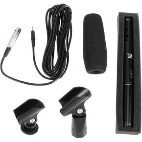 Milisten 1set Portable Outdoor Interview Microphone Compatible Phone Camera Professional Audio Recording Mic for Live Streaming and Filming Black