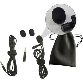 Kisangel 1set Professional Clip Microphone Recording Mic Kit Extension Cable Pu Bag Windscreens and Adapter for Smartphones Laptops