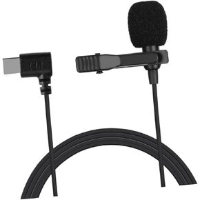 Kisangel 1pc Mini Type-c Lavalier Microphone Noise Reduction Clip Portable Collar Mic for Phone for Live Streaming Interviews and Recording Cable Black