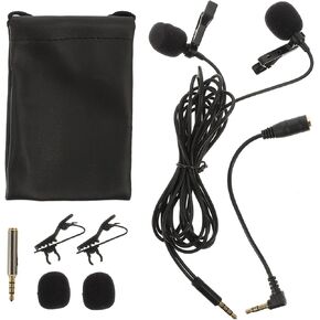 DECHOUS Professional Microphone Set Clip-on Mic for Phone Live Broadcast Interviews Portable Black Clip