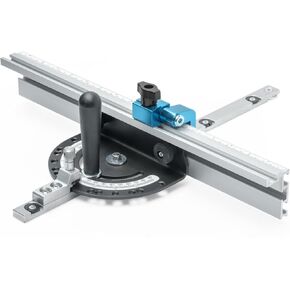 DuBois 51007 Table Saw Miter Gauge Fence System w/ 13 Precise Angle Stops & Standard 3/4"x 3/8"T-Slotted Miter Bar w/T-Slot Plate, Includes T-track Miter Fence, T-track Flip Stop, SEA/Metric Scale
