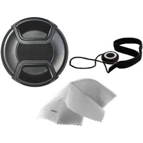 Olympus TG-5 Lens Cap Center Pinch (40.5mm) + Filter Ring Adapter + Lens Cap Holder + Nw Direct Microfiber Cleaning Cloth.