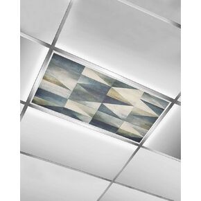 4 Pack Fluorescent Light Cover for Ceiling Lights, Rhombus Turquoise Magnetic Classroom Light Filters 4x2 Feet, Teal Geometric Abstract Art Decorative Ceiling Shade Panel for Office