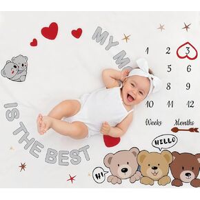 Baby Monthly Milestone Blanket Baby Photoshoot Props Photo Blanket for Girl Boy Growth Gifts 1-12 Weeks/Months