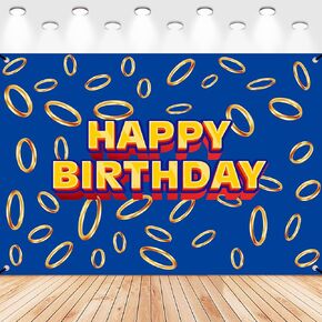5 * 3ft Video Game Birthday Party Decorations Supplies, Blue Cartoon Game Hedgehog Party Photography Backdrop Photo Decor Banner, Kids Boys Baby Shower Photography (5x3ft)