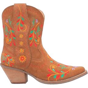 Dingo Womens Sugar Bug Bug Floral Metrode Round Toe أحذية غير رسمية في الكاحل منتصف الكعب 2-3 " - أسود