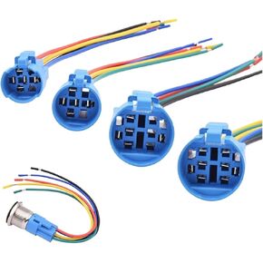 16/19/22/25mm Cable Quick Connectors Electrical 5/8 Wires Socket Harness LED Light Metal Push Button Switch Connection Assembly(19mm 5 Wires)