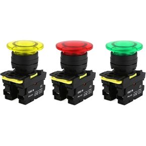 1pcs EB2M-C-10MD Mushroom Head Button Switch 22mm Waterproof 10A Self-Reset Self-Locking Emergency Stop Push Button Switch 660V(Red,SELF-Reset_220V)