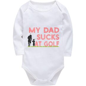 My Dad Sucks At Golf Newborn Unisex Outfits Short Sleeve Unixex Baby Outfits White Boys Outfit