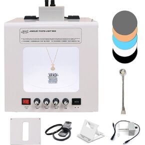Professional Jewelry Photography Light Box Kit, Mini Photo Studio Light Box with Turntable, Speed & Brightness Adjustable, Shooting Softbox with Switchable Black or White Background(T30)