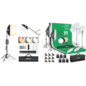 EMART Professional 16 "X16" Softbox Lighting Kit ، 3000K-6000K 85W LED مصابيح LED مع نظام دعم خلفي EMART+EMART 9 × 10 أمتار ، مجموعة إضاءة التصوير مع 2700K/5400K قابلة للخلع.