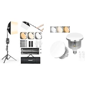 مجموعة إضاءة Emart Softbox ، 16 "x16" مربع ناعم ، 3000K-6000K 85W مصابيح LED مع طقم إضاءة ثلاثي الأبعاد عن بعد ، 65 "، محترفة للتصوير الفوتوغرافي لأضواء الاستوديو ، صورة ، تسجيل فيديو