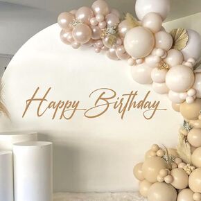 Happy Birthday Party Backdrop Wall Stickers, Champagne Script Lettering with Arch Background, Party Decoration Sticker