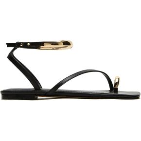 Toe Ring Flats Sandals for Women Square Toe Strappy Flat Sandals Casual Summer Shoes