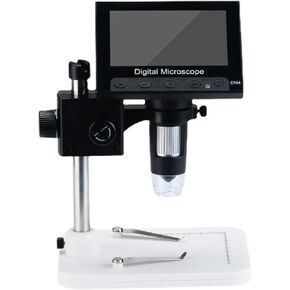 4.3" Digital Microscope, 1000X Magnification Coin Microscope with 8 Adjustable LED Lights and Lifting Bracket, Wear-Resistant and Non-Slip Base Design for Soldering, Circuit Repair, Labs, Schools