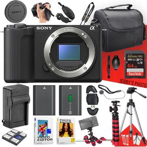 Sony ZV-E10 II Mirrorless Camera (Body Only) + 64 GB Memory + Extra Battery + Spider Tripod + Case + Tripod + Card Reader + Battery Charger + More (19pc Bundle)