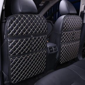 2 Pcs Car Seat Kick Mats Back Seat Protector for Mercedes Benz Mercedes-EQ EQC 350 400 EQS 450+ 580 EQV 300L 300, Car Leather Kick Mats, Car Seat Back Protection Pad, Anti-Kick Scratch Resistant