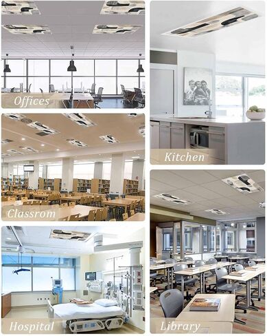 3 Pack Fluorescent Light Cover for Ceiling Lights, Modern Grey Beige Magnetic Classroom Light Filters 4x2 Feet, Abstract Geometric Textured Decorative Ceiling Shade Panel for Office in Saudi Arabia