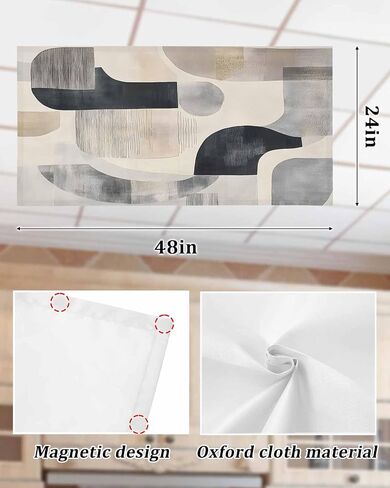 3 Pack Fluorescent Light Cover for Ceiling Lights, Modern Grey Beige Magnetic Classroom Light Filters 4x2 Feet, Abstract Geometric Textured Decorative Ceiling Shade Panel for Office in Saudi Arabia