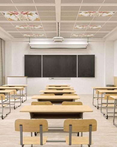 1 Pack Fluorescent Light Cover for Ceiling Lights, Vintage Hydrangea Floral Magnetic Classroom Light Filters 4x2 Feet, Spring Botanical Flowers Decorative Ceiling Shade Panel for Office in Saudi Arabia