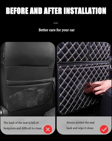 2 Pcs Car Seat Kick Mats Back Seat Protector for Mercedes Benz V-Class V220d V250d V300d, Car Leather Kick Mats, Car Seat Back Protection Pad, Anti-Kick Scratch Resistant,A Short-Black1 in Kuwait