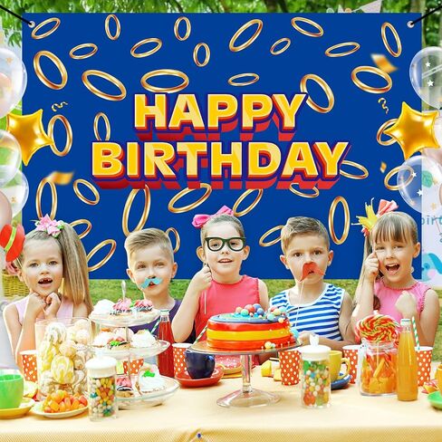 5 * 3ft Video Game Birthday Party Decorations Supplies, Blue Cartoon Game Hedgehog Party Photography Backdrop Photo Decor Banner, Kids Boys Baby Shower Photography (5x3ft) in Saudi Arabia